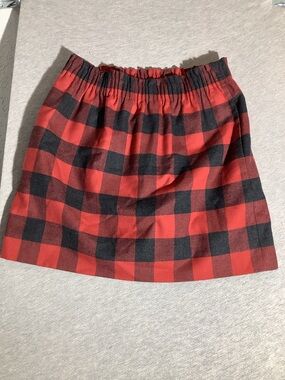 J.Crew Red and Black Buffalo Plaid Elastic Waist Skirt Womens Size 6